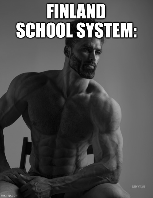 Giga Chad | FINLAND SCHOOL SYSTEM: | image tagged in giga chad,school | made w/ Imgflip meme maker