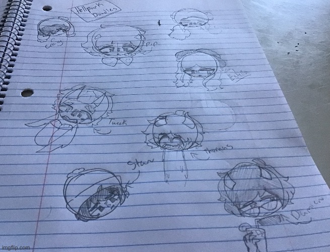 Some hellpark doodles I made irl- | made w/ Imgflip meme maker