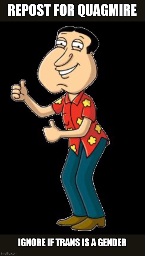 Quagmire | REPOST FOR QUAGMIRE; IGNORE IF TRANS IS A GENDER | image tagged in quagmire | made w/ Imgflip meme maker