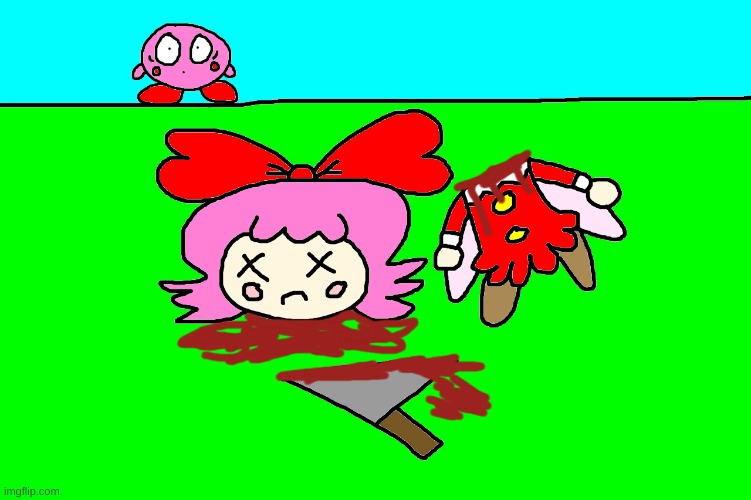 Who murdered Ribbon???? | image tagged in fanart,kirby,gore,blood,ribbon,funny | made w/ Imgflip meme maker