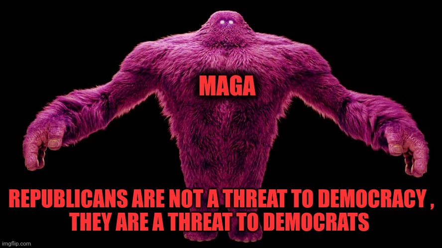 Don't be fooled by the rhetoric | REPUBLICANS ARE NOT A THREAT TO DEMOCRACY ,
THEY ARE A THREAT TO DEMOCRATS | image tagged in maga monster,lying liberals,democracy,see nobody cares,government corruption,too damn high | made w/ Imgflip meme maker