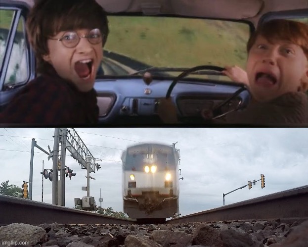 Amtrak Chasing Harry and Ron Weasly | image tagged in tom chasing harry and ron weasly,memes,amtrak,train,trains,funny | made w/ Imgflip meme maker