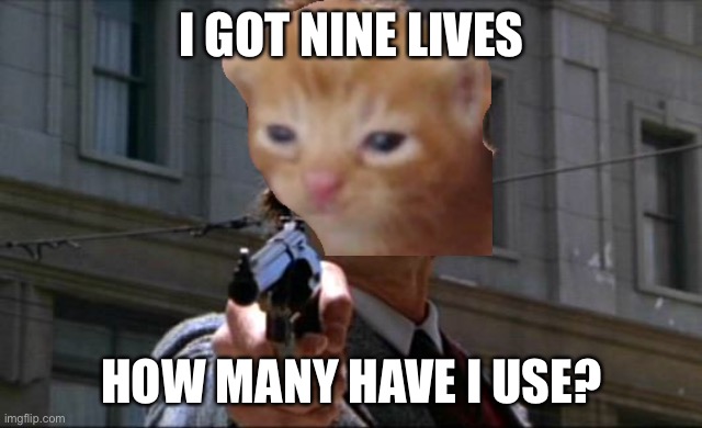Clint Eastwood | I GOT NINE LIVES; HOW MANY HAVE I USE? | image tagged in clint eastwood | made w/ Imgflip meme maker