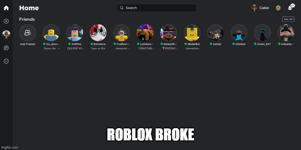 after 1 year of the great roblox outage, roblox crashed again | ROBLOX BROKE | made w/ Imgflip meme maker