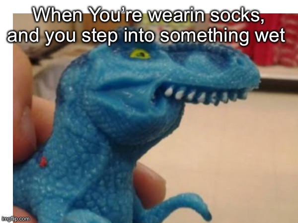 Nah i hate that (btw i took this image from YT) | When You’re wearin socks, and you step into something wet | image tagged in dinosaur | made w/ Imgflip meme maker