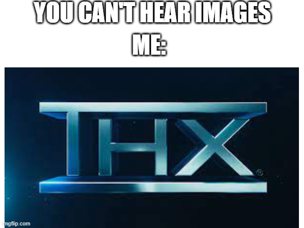 Thx | YOU CAN'T HEAR IMAGES; ME: | image tagged in thx,you can't hear pictures | made w/ Imgflip meme maker