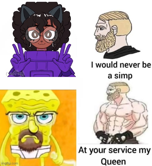 sorry purple :( | image tagged in i would never be simp | made w/ Imgflip meme maker