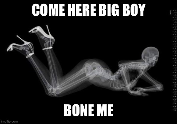 Late Spooktber | COME HERE BIG BOY; BONE ME | image tagged in sexy skeleton,spooky,bone | made w/ Imgflip meme maker
