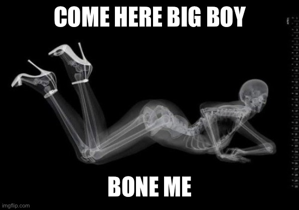 Late Spooktber | COME HERE BIG BOY BONE ME | image tagged in sexy skeleton,spooky,bone | made w/ Imgflip meme maker