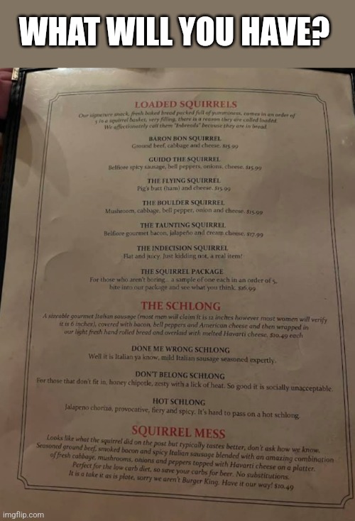 WHAT WILL YOU HAVE? | image tagged in funny memes | made w/ Imgflip meme maker