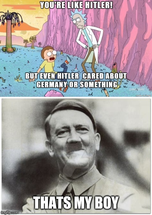 Ricky and Morty | image tagged in rick and morty,rick and morty-extra steps,toxic,world war 2,dictator | made w/ Imgflip meme maker