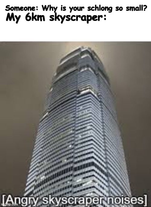 It happened before | Someone: Why is your schlong so small? My 6km skyscraper: | image tagged in angry skyscraper noises,why,skyscrapers,yes | made w/ Imgflip meme maker