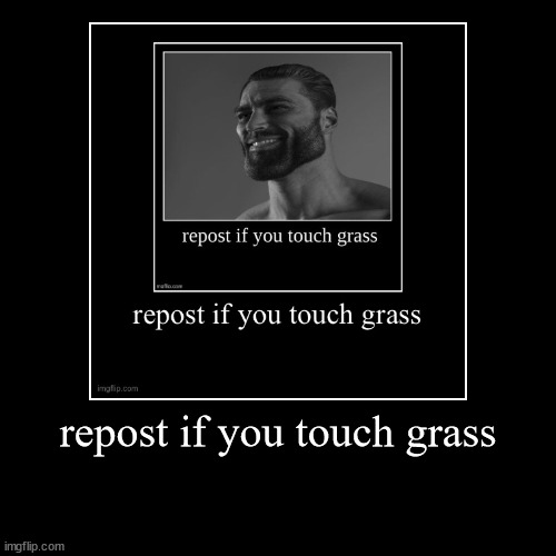 I touch grass | image tagged in funny,demotivationals,touch grass,repost,stop reading the tags,oh wow are you actually reading these tags | made w/ Imgflip demotivational maker