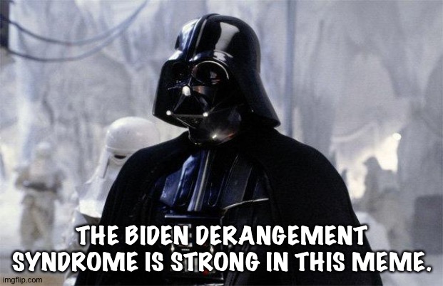 Darth Vader | THE BIDEN DERANGEMENT SYNDROME IS STRONG IN THIS MEME. | image tagged in darth vader | made w/ Imgflip meme maker