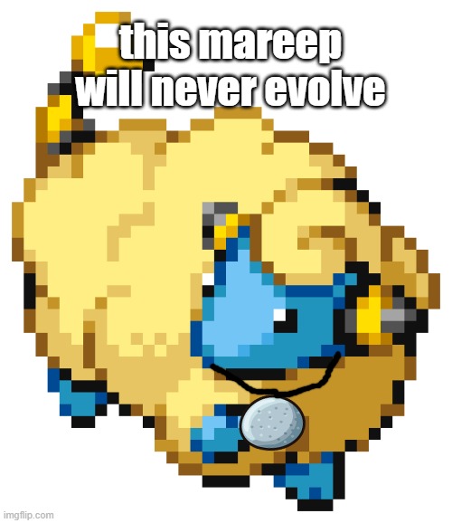 thats right | this mareep will never evolve | image tagged in mareep | made w/ Imgflip meme maker