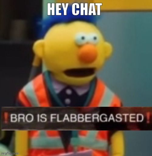Flabbergasted Yellow Guy | HEY CHAT | image tagged in flabbergasted yellow guy | made w/ Imgflip meme maker