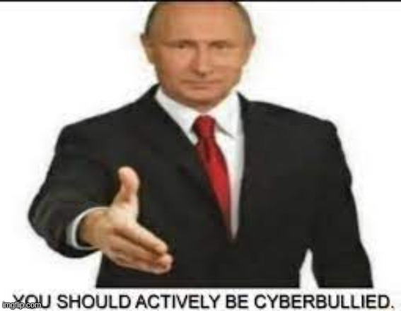 You should actively be cyberbullied | image tagged in you should actively be cyberbullied | made w/ Imgflip meme maker