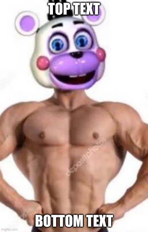 image title | TOP TEXT; BOTTOM TEXT | image tagged in buff helpy,hes buff,buff,hitin the gym,gigachad would be proud | made w/ Imgflip meme maker