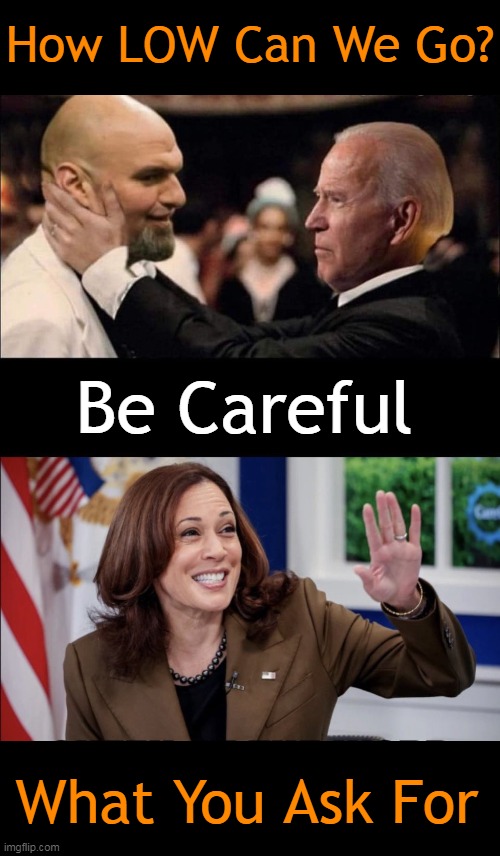 Democrats--Exceeding Your Lowest Expectations! | How LOW Can We Go? Be Careful; What You Ask For | image tagged in politics,joe biden,fetterman,fetterwoman,kamala harris,democrats | made w/ Imgflip meme maker