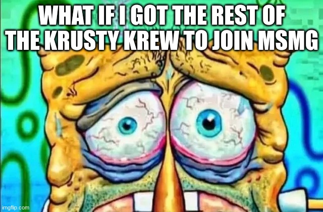 tired spunch bop | WHAT IF I GOT THE REST OF THE KRUSTY KREW TO JOIN MSMG | image tagged in tired spunch bop | made w/ Imgflip meme maker