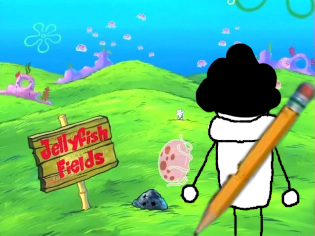 Bush-head in Jellyfish Fields Blank Meme Template