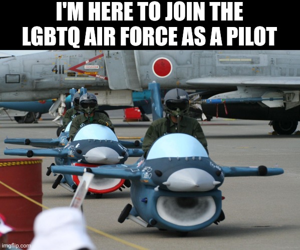 Air force | I'M HERE TO JOIN THE LGBTQ AIR FORCE AS A PILOT | image tagged in air force | made w/ Imgflip meme maker