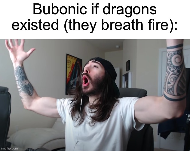 Insert hilarious punchline here |  Bubonic if dragons existed (they breath fire): | image tagged in charlie woooh | made w/ Imgflip meme maker
