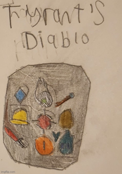 Tyrant's diablo. Created by the elden resistance in order to defeat the elden Tyrant (EX-boss rush item) | made w/ Imgflip meme maker