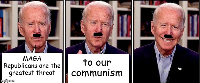 Vote like your communism depends.... depends on it! | MAGA Republicans are the greatest threat; to our communism | image tagged in biden template | made w/ Imgflip meme maker