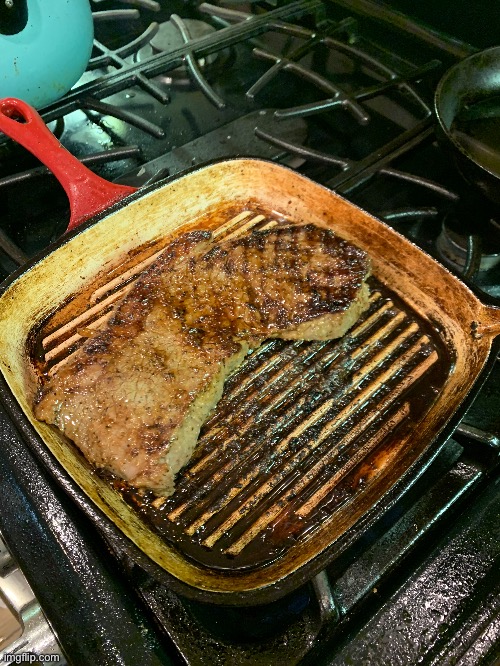 Cookin steak | image tagged in steak,cooking,food,you have been eternally cursed for reading the tags,yummy,photos | made w/ Imgflip meme maker