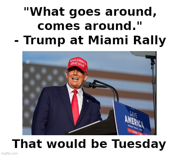 What Goes Around Comes Around | image tagged in trump,what goes around comes around,tuesday,election day | made w/ Imgflip meme maker