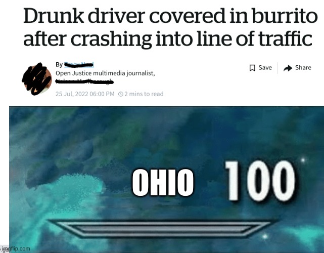Ohio 100 | OHIO | image tagged in ohio | made w/ Imgflip meme maker