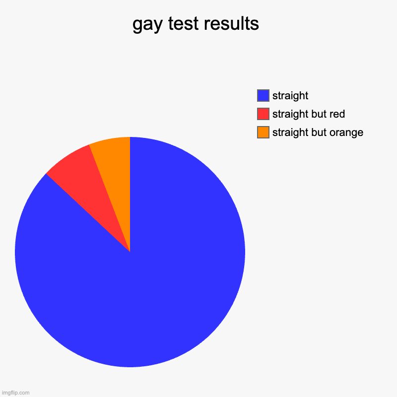 gay test | gay test results | straight but orange, straight but red, straight | image tagged in charts,pie charts | made w/ Imgflip chart maker