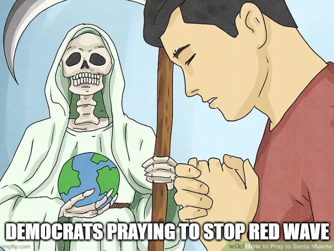 good luck | DEMOCRATS PRAYING TO STOP RED WAVE | image tagged in memes | made w/ Imgflip meme maker