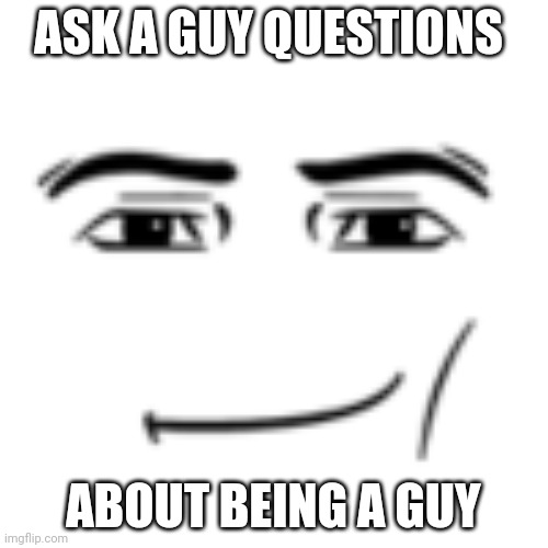 man face | ASK A GUY QUESTIONS; ABOUT BEING A GUY | image tagged in man face | made w/ Imgflip meme maker