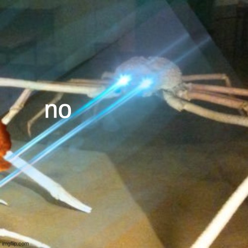 Laser crab (silence with no text) | no | image tagged in laser crab silence with no text | made w/ Imgflip meme maker