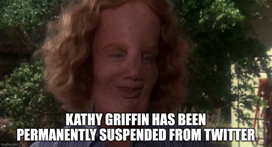 For impersonating Elon Musk | KATHY GRIFFIN HAS BEEN PERMANENTLY SUSPENDED FROM TWITTER | image tagged in memes | made w/ Imgflip meme maker