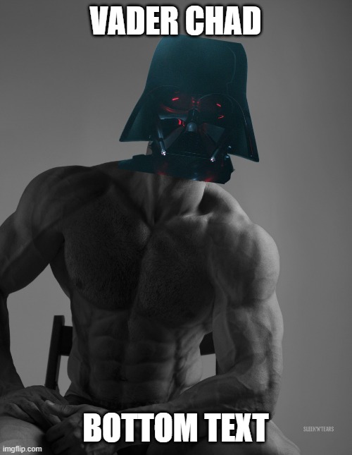 Giga Chad | VADER CHAD BOTTOM TEXT | image tagged in giga chad | made w/ Imgflip meme maker