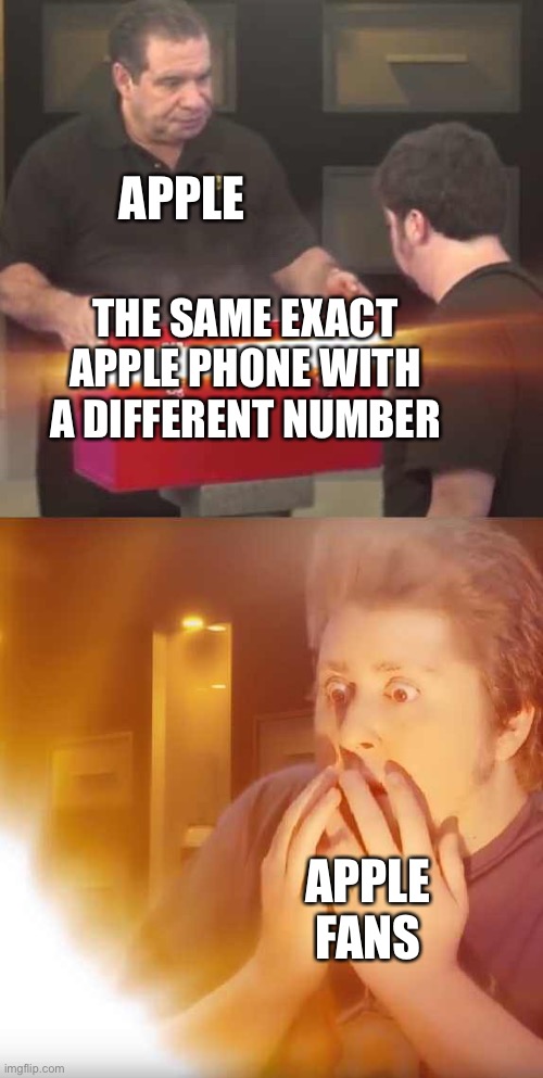JonTron | APPLE; THE SAME EXACT APPLE PHONE WITH A DIFFERENT NUMBER; APPLE FANS | image tagged in jontron | made w/ Imgflip meme maker