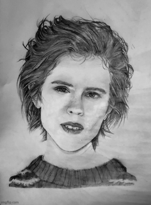 Sara Quin drawing (Tegan and Sara) | image tagged in drawing,art,pop music,lgbtq,lesbian,singer | made w/ Imgflip meme maker