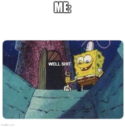Well shit.  Spongebob edition | ME: | image tagged in well shit spongebob edition | made w/ Imgflip meme maker