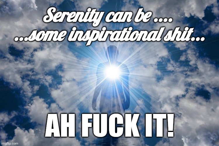 Serenity forgotten quote | Serenity can be .... 
...some inspirational shit... AH FUCK IT! | image tagged in inspirational quote | made w/ Imgflip meme maker