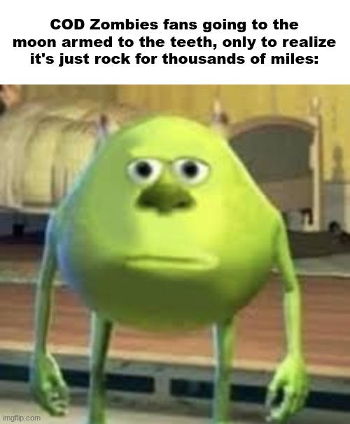 Game Slander 10 (suggested by Milk) | COD Zombies fans going to the moon armed to the teeth, only to realize it's just rock for thousands of miles: | image tagged in desolate | made w/ Imgflip meme maker