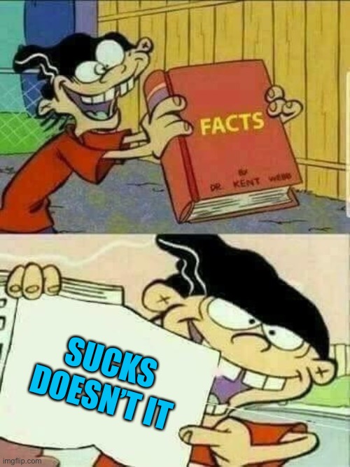 Double d facts book  | SUCKS DOESN’T IT | image tagged in double d facts book | made w/ Imgflip meme maker