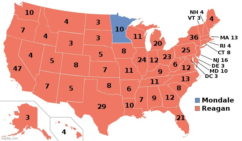 Ronald Reagan 1984 landslide | image tagged in ronald reagan 1984 landslide | made w/ Imgflip meme maker