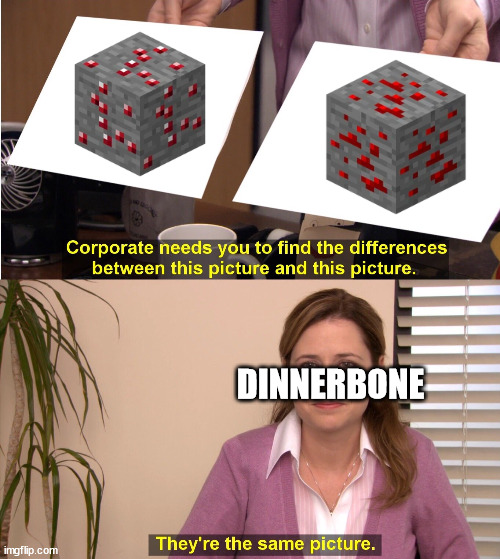 Before update 1.17 and 1.18 | DINNERBONE | image tagged in corporate wants you to find the difference,memes,minecraft,video games,redstone,mojang | made w/ Imgflip meme maker