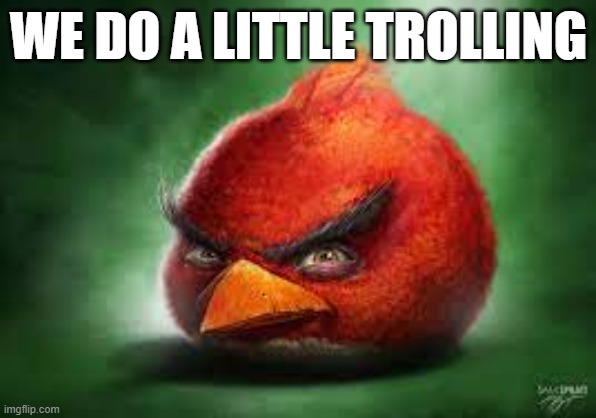 and that's a fact | WE DO A LITTLE TROLLING | image tagged in realistic red angry birds | made w/ Imgflip meme maker