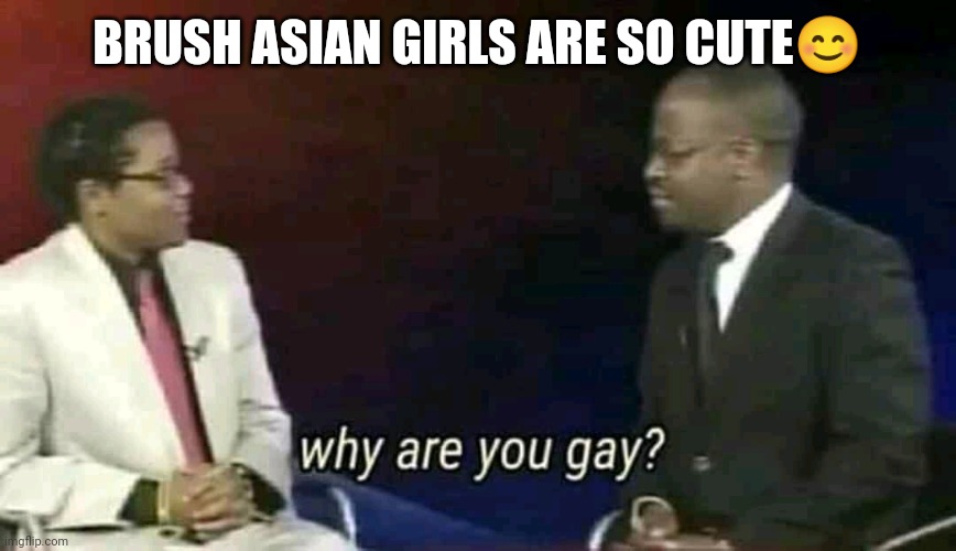 They are so friggin adorable | BRUSH ASIAN GIRLS ARE SO CUTE😊 | image tagged in why are you gay | made w/ Imgflip meme maker