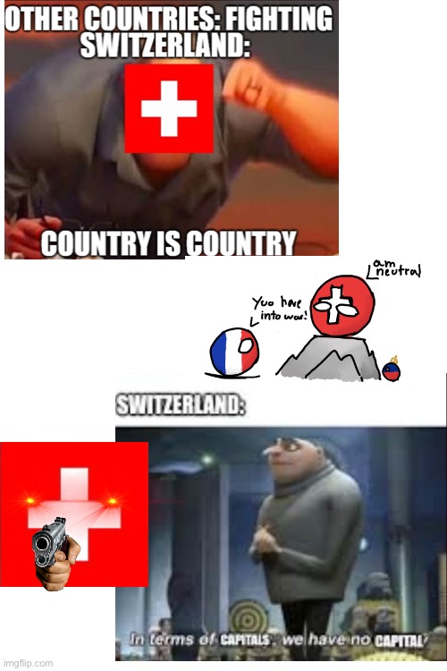 I stole the large ones, but I drew the counrtyballs one | image tagged in countryballs,switzerland | made w/ Imgflip meme maker