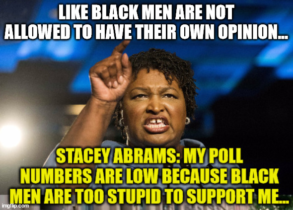 How dare any black person not vote for Stacey... | LIKE BLACK MEN ARE NOT ALLOWED TO HAVE THEIR OWN OPINION... | image tagged in how dare you | made w/ Imgflip meme maker